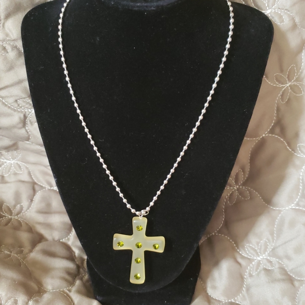 Tarina Tarantino Green Cross Necklace
